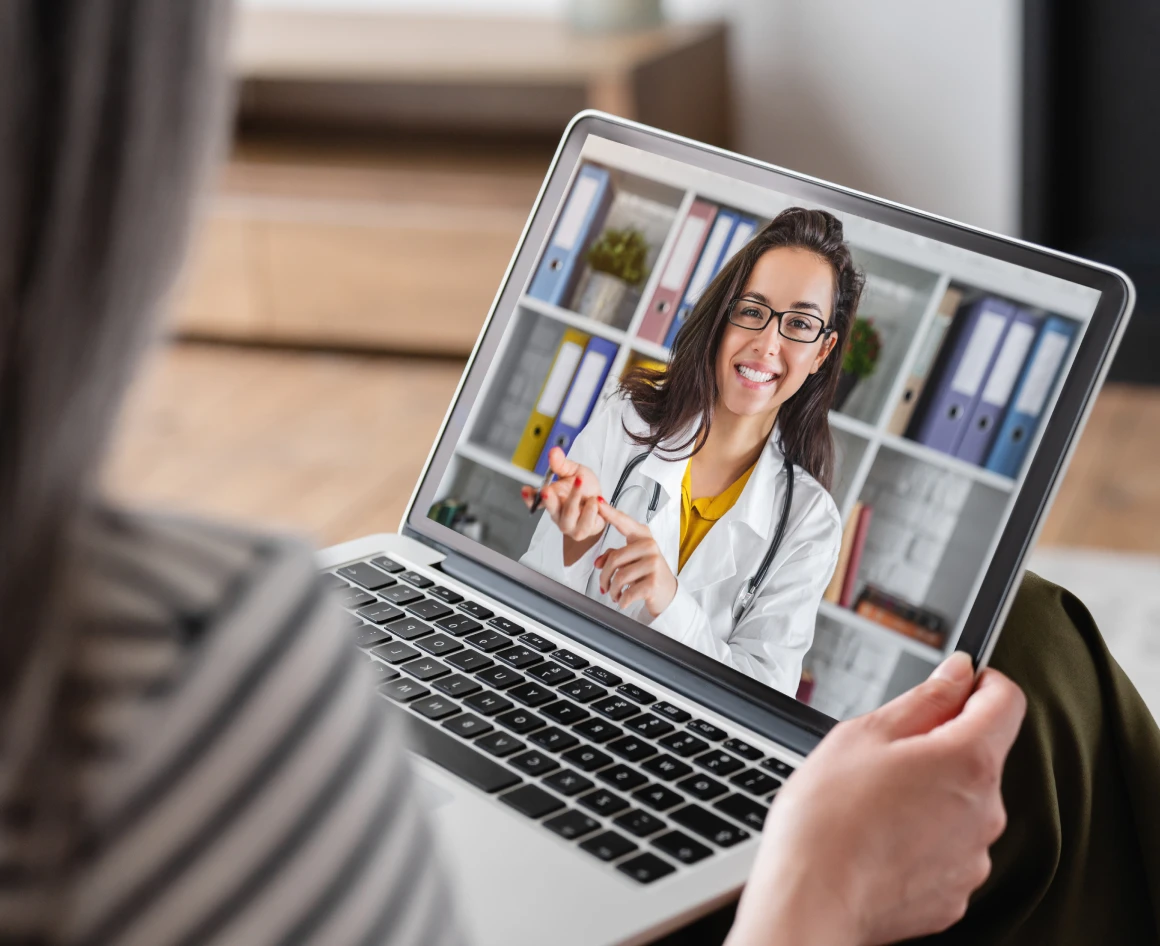 Telemedicine session on a computer screen